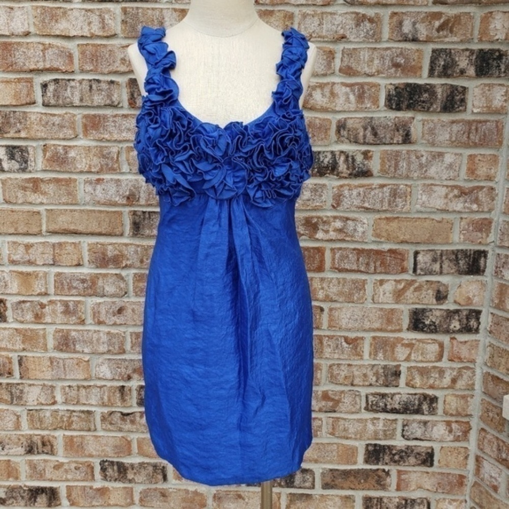 Alexia Admor Ruffle Sleeveless Dress Blue Size M